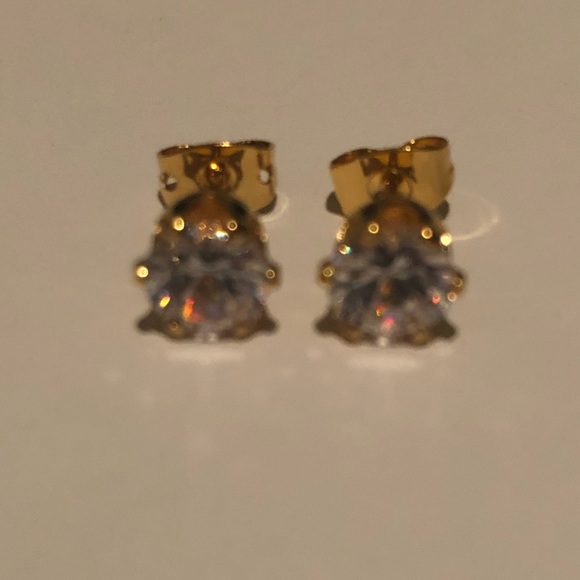 Gold Filled Crystal Stud Earrings - Picture 3 of 5